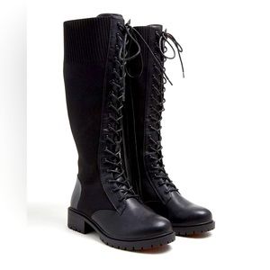 Torrid - Women’s Stretch Knit Combat Knee Boot - Black Faux Leather (9.5 WW)